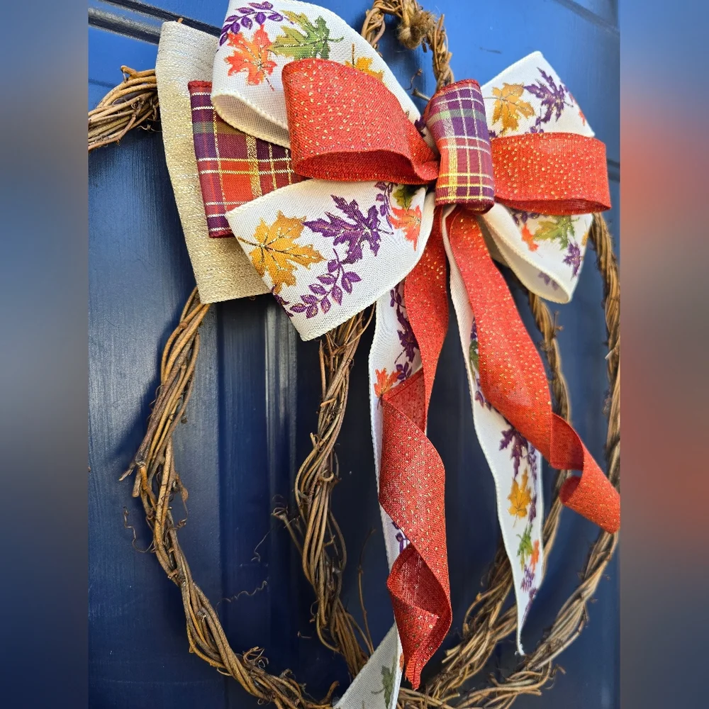 Autumn Wreath with Orange and Purple Accents